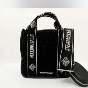 Steve Madden Black Tote with Logo Strap
